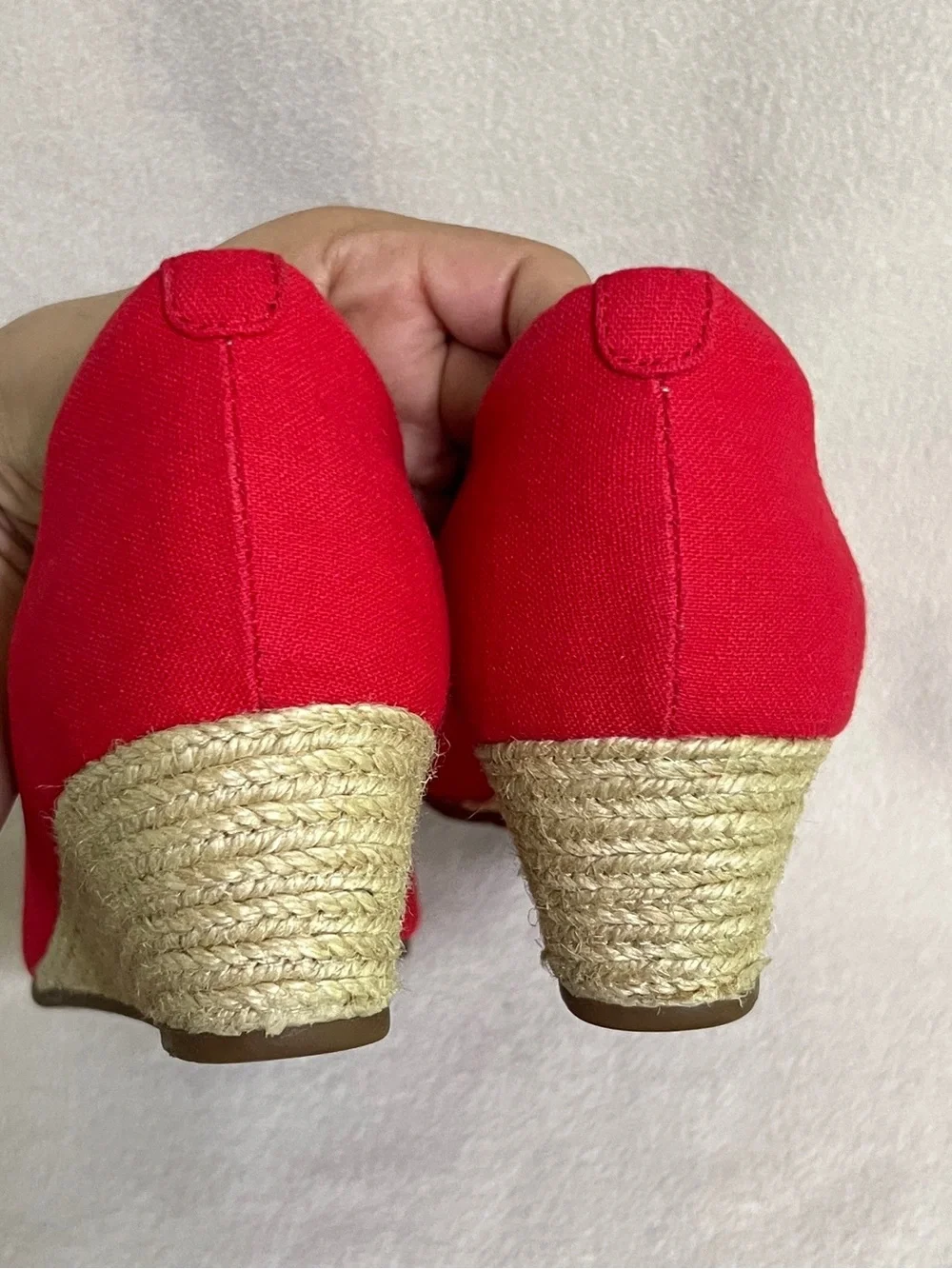 Clarks Mallory Luna Platform Wedge Shoes Red Slip On Women's Size 8.5